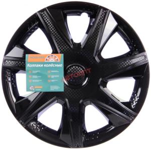 Колпак колеса 15" "ДЖОЙ" черный глянец карбон, 2 шт (AK1540) "NOVA-PRO"